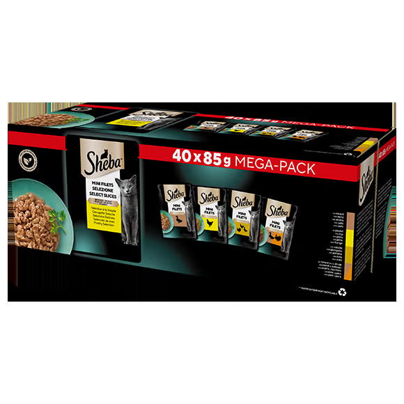 Alimento umido Sheba Selezione in Salsa Delicata 40x85g per gatti adulti Alimento umido Sheba Selezione in Salsa Delicata 40x85g per gatti adulti